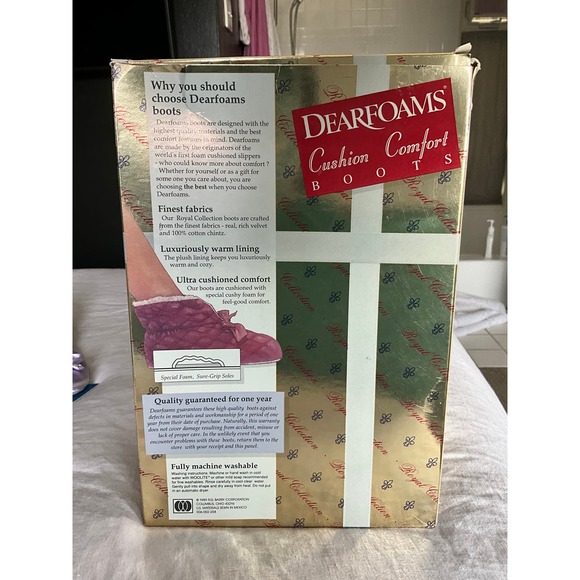 NOS DEARFOAMS Cushion Comfort 80’s BOOTS MaUvE Embroidered velvet 8-9 - Picture 3 of 9